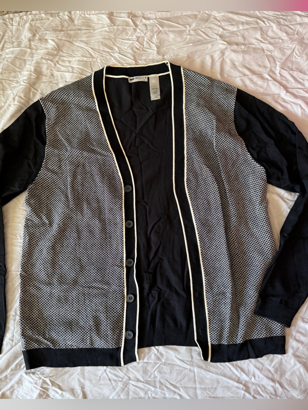 Claiborne Black Cardigan with Cream Trim